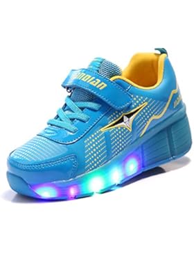 KODOO Unisex Led Schuhe mit einem Roller Skateboard Sport Sneakers Turnschuhe für Kinder Junge Mädchen Herren...