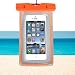 Produktbild RUHRBASIS Smartphone Handy Outdoor Beach Bag Tasche Schutzhülle Wasserfest für Strand Reise Urlaub Schutz Nässe Staub Schmutz Sand für Huawei Mate 10 Lite | Huawei Mate 10 Pro - Transparent Orange