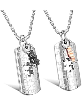 Kim Johanson Pärchen Halsketten für verliebte aus Edelstahl Puzzle Love inkl. Schmuckbeutel
