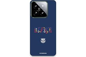 LA CASA DE LAS CARCASAS Funda para Xiaomi 14 del FC Barcelona Escudo líneas tansparente para Proteger tu móvil. Capa de Silicona Flexible con Licencia Oficial FC Barcelona
