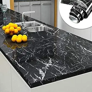 Delavala 23 inch Marble Granite Wallpaper Peel and Stick Removable Self-Adhesive Kitchen Backsplash Cabinets Countertop