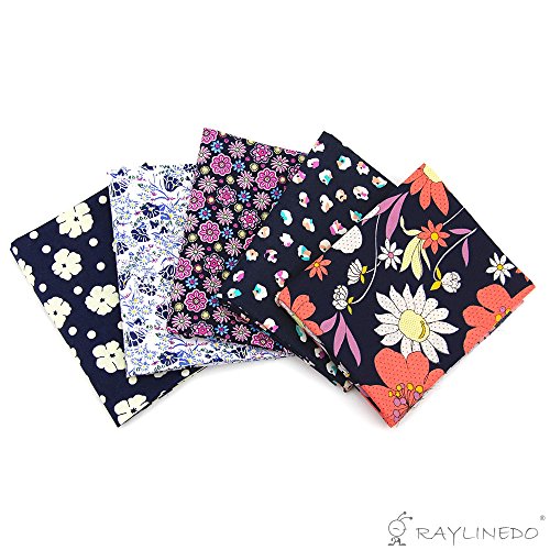 RayLineDo® 10 Stück Verschiedene Muster Multi Color 100% Baumwolle Popelin Stoff Fat Quarter Bundle 18 „x 22“ Patchwork Quilten Stoff Navy und Blue Series - 4