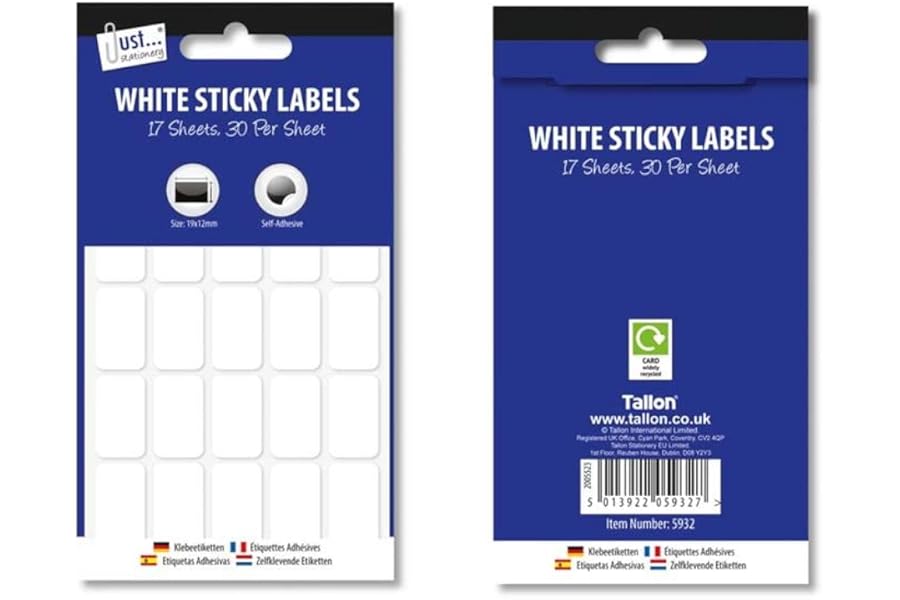 Sticky Labels Price Stickers x 510 Self Adhesive Retail 19mm x 12mm