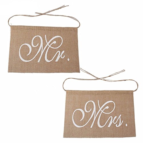 Hrph New Mr. & Mrs. Burlap Stuhl Banner Set Stuhl Zeichen Garland Rustikale Hochzeit Dekoration - 6