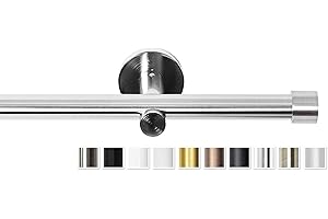 Rollmayer elegant und modern Edelstahl Vorhangstange/Gardinenstange Ø 19mm (320cm Crux, Edelstahl, 1-läufig) verschiedene Größen und Endstücken Ohne Ringe!