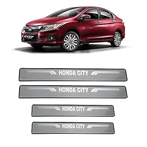 AutoPop Stainless Steel Non-LED Footstep Door Sill Plate for Honda City 2015 Above