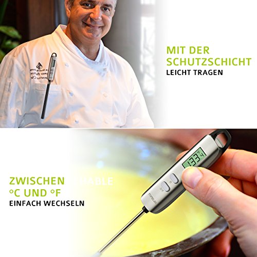 TopElek Fleischthermometer Digital Cooking Thermometer, Super lange Probe, mit 5 Sekunden Instant Read-out für Küche, Grill, BBQ, Essen, Steak, Türkei, Süßigkeiten, Milch, Bad Wasser - 6