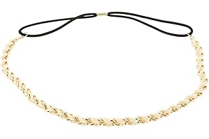 MOONBOW Bandeau Cheveux Femme Blanc - Headband Doré Tressé Suédine aspect Velours - Bandeau Fin Taille unique - Headband Mariage Vintage - Look original Boho, Bohème, Hippie Chic