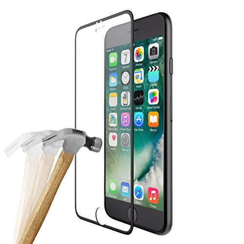 iPhone 7 Panzerglas mit Kantenschutz wortek Schutz Glas komplettes Display Durchsichtig gebogen 0,3mm Schwarz