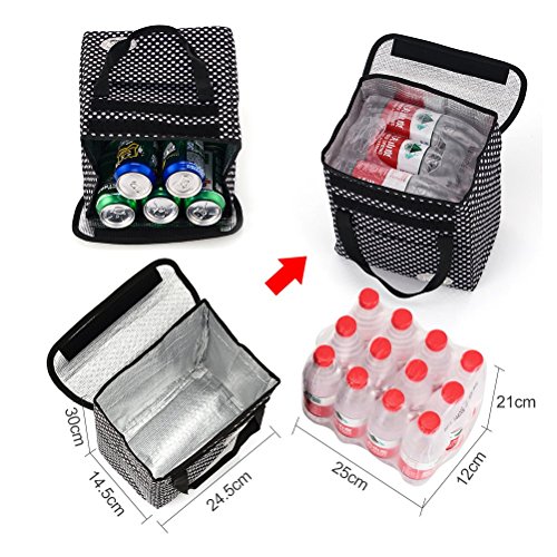 Aosbos Faltbare Wasserdichte Kühltasche Lunch Tasche Isoliertasche für Campen und Picknick 9 Liter, 24,5 x 14,5 x 30 cm - 6