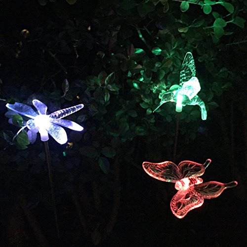3er Set Solar Stableuchten Gartendeko Libelle Kolibri Schmetterling Lights4fun - 8