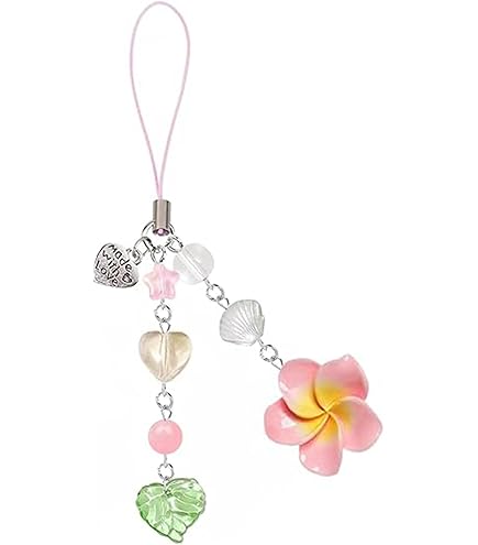 Pink Lotus Flower Phone Charm: Beaded Fairycore Kawaii Strap - View #9
