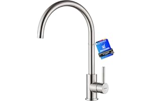 GRIFEMA GRIFERÍA DE COCINA-G4008 Rubinetto da Cucina in Acciaio Inox con Bocca Alta, Miscelatore Monocomando per Lavello con Beccuccio Girevole a 360 ° (G3/8 Pollici), Nichel spazzolato/satinato