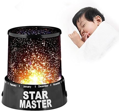 FUILi Star Projector Twilight Bed Light LED Night Light Starry Moon Lamp for Children Kids Bedroom Christmas Room Decoration