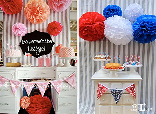 dooxoo 12 gemischt weiß grau gelb Party Tissue-Papier Blume Pom Poms Hochzeit Geburtstag Kinderzimmer Baby-Raum Dekoration Favor M Yellow Grey White 6″ - 5