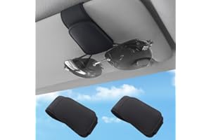 TCJJ 2 Pcs Sunglasses Holders for Car Visor,Car Magnetic Glasses Holder Leather Sunglasses Clip and Ticket Card Clip Suitable for Car Interior Visor and Different Size Eyeglasses. (Black/2 Packs)