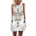 Produktbild TEBAISE Damen Ärmellos 3D Blumendrucken Sommerkleid Beachwear Strandmode Kleider Kurz Rundhals Minikleid im Ethno-Style Tunika Freizeitkleid A Linien Hemdkleid Blusekleid Karneval Rockabilly Knielang