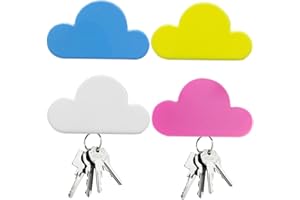 NC 4 piezas imanes soporte para llaves, multicolor, forma de nube magnético, organizador de llaves autoadhesivo, llavero de pared, soporte para llaves para puerta entrada de pared