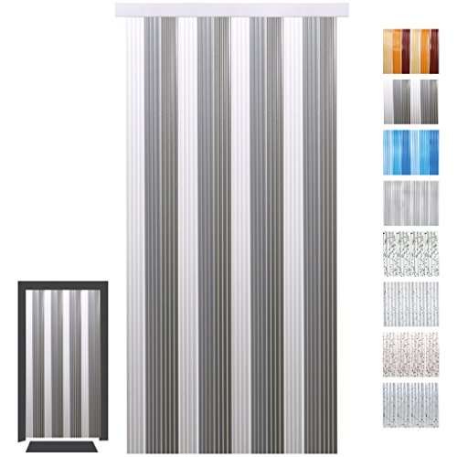 Türvorhang Fadenvorhang PVC, Auswahl: weiß - hellgrau - grau 100 x 200 cm