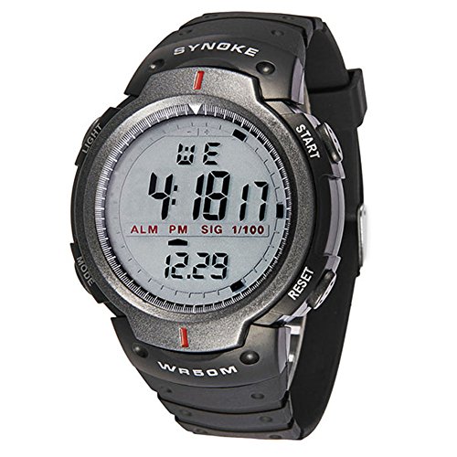 Silvercell Men Waterproof LED Digital Stopwatch Sports Wrist Watches Grey