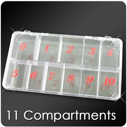 New Auth Empty Storage Box Case / Compartments For Acrylic Nail Art Tips / Gems / Rhinestone (11 Compartments)