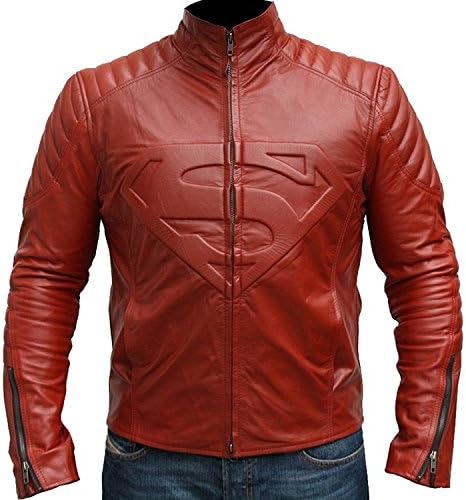 Martech Apparel Superman Smallville Red Quilted Motorcycle Leather Jacket