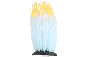 DUOKON Anémone de mer artificielle lumineuse en silicone pour décoration d'aquarium (orange)