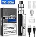 Produktbild E Zigarette Starter Set - THORVAP 60W OLED Screen TC(Temperaturregelung) Box Mod, 2200mah Vape Akku + Top Refill 2ml 0.3ohm Verdampfer Tank, Dampfer Ezigarette Starterset ohne Nikotin ohne E Liquid
