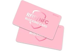 WHonor RFID Blocking Card 2 Pack, One Card Protects Entire Wallet/Purse, Debit Credit Card Protector, Anti-Theft Contactless NFC Blocker (Pink, 2 Pack)