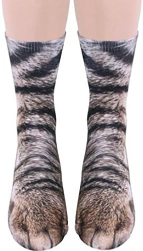 Animal Socks, LILICAT Women Man Adult Unisex Cute Animal Paw Crew Socks Sublimated 3D HD Print Lifelike Socks Casual Fashion Winter (I, Size:One Size)