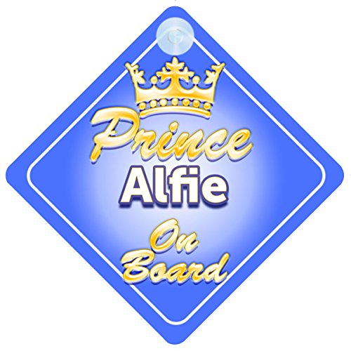 Crown Prince Alfie On Board Personalised Baby / Child Boys Car Sign