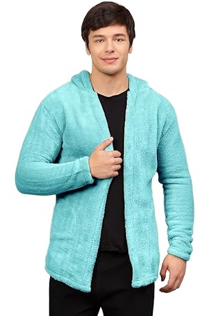 Buy Zimaes-Men Turn-Down Collar Pure Colour Full Zip Faux Suede 