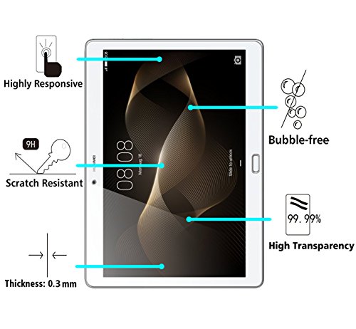 Huawei MediaPad M2 10.0“ Panzerglas Schutzfolie, iVoler® Panzerglasfolie folie Displayschutzfolie Hartglas Gehärtetem Glas DisplayPanzerglas Schutzfolie Displayschutz Tempered Glass Screen Protector für Huawei MediaPad M2 10.0“ – 0,3mm Dünn, 9H Härtegrad, 2.5D Abgerundete Kanten – [Kratzfest][Hohe Transparenz] [Fingerabdruck-frei][Blasenfrei]-Lebenslange Garantie - 2