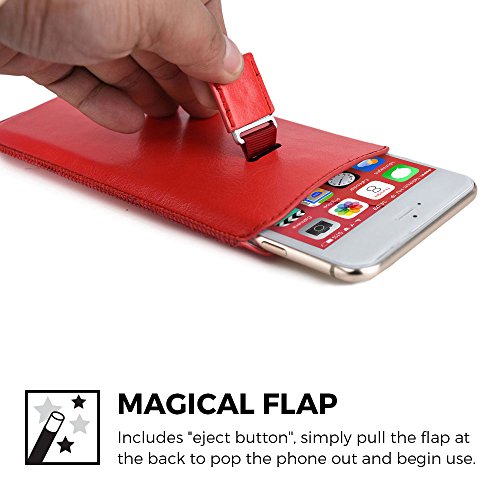 Cooper Cases(TM) Neon Pouch Custodia Universale per Smartphone da 5-5,5 pollici in Rosso (Fessure, Linguetta estraibile, Design Armonioso ed Elegante, Materiale in eccellente ecopelle)