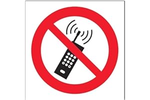 vsafety 51006 af-r Prohibition Logo Sign, en plastique rigide, sans Téléphone Mobile, Carré, 100 mm x 100 mm, noir, rouge