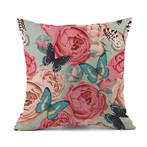 Preisvergleich Produktbild Kissenbezug Kissenhülle KissenbezügeVovotrade Blume Schmetterlingsmuster Schlafsofa Dekoration Festival Kissenhülle 43cm * 43cm Quadrat Kissenhülle Modern Style Sleeper Kissen Nackenkissen mit unsichtbarem Reißverschluss in 9 Farben (G, 43cm*43cm)