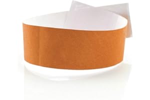 Fun Fan Line - 200 unités Bracelets d'identification 19 mm de large en papier tyvek. Bracelets de contrôle numérotés. Non transférable et résistant à l'eau. (Orange)