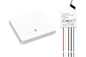 QIACHIP Interruttore senza fili della luce,Radiotrasmettitore a parete 433mhz e Controller Ricevitore RF a relè da 10A,facile installazione per lampade fino a 1500W,Mantieni gli interruttori tradizionali