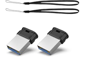 Clé USB 3.0 64 Go Ultra Mini, Vansuny Lot de 2, Rapide, Pendrive Stockage Externe Flash Drive à Haute Vitesse pour PC/TV/Autoradio (Noir, Lanière est Inclus)