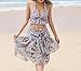 Produktbild homee Badeanzug-Strand-Rock - Badeanzug der Frauen dreiteiliger Kleiner Breasted Bikini-Boxer-konservativer Studenten-Badekurort-Badeanzug,Hellblau,L