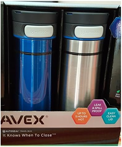 Avex Thermal Mug, 2 Pack in Blue and Silver