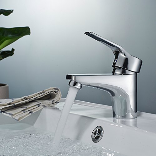 Waschbeckenarmatur Wasserfall Wasserhahn Kupfer Waschtischarmatur Spültisch Armatur für Bad oder Küchen Chrom - 3