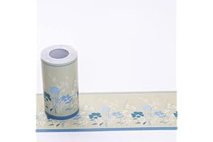 Dostear Friso Para Pared Cenefas Adhesivas BañO Cocina de Papel Para Paredes 3d Infantiles Decorativas Pintado Cocina Vinilo Autoadhesivo Impermeable Flores azules 10 X 1000CM