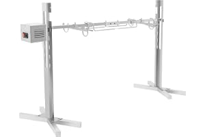 HuKaiL Elektrisk grillspett, 134 cm spångrisgrill 360° roterande spett grill med 5-nivåer justerbar höjd och 40 kg lastkapacitet, 20 W 2,5 RPM kycklinggrill, konspett 30 personer för lägereld, camping