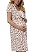 Italian Fashion Sofia Maternity/Nursing Nightdress,Size M,Ecru-Pink