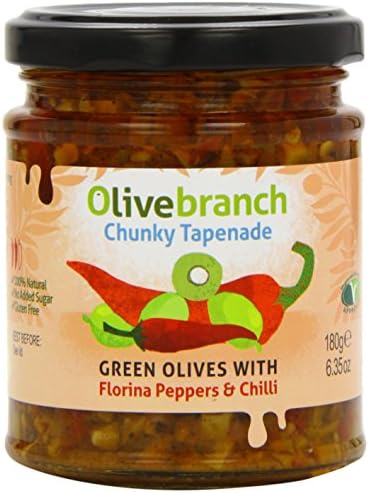 Olive Branch Green Olive Tapenade with Florina Peppers and Chilli 180 g (Pack of 2)