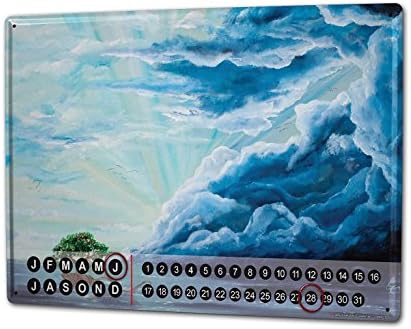 Perpetual Calendar Fantasy Motif Krakowski Traumbaum clouds island Tin Metal Magnetic