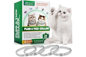 QLIGES Collare Antiparassitario per Gatti, 4 Pezzi Collares Antipulci Gatto Naturale, Impermeabile Collare Antipulci e Zecche per Gatti, 24 Mesi di Protezione per Tutti i Gatto-Grigio