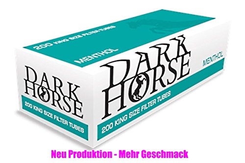 30 x 200 MENTHOL Zigarettenhülsen + Zigarettenstopfer DARK HORSE Mentholhülsen Filterhülsen TIP (6000 Stück) Aroma versiegelt in Folie für frischen Rauchgenuss + Zigarettenstopfmaschine Gratis - 2
