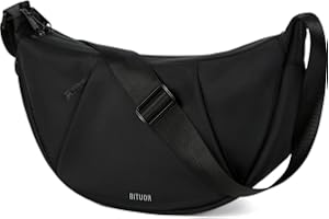 BITUOR Cossbody Bag Damen & Herren Medium 8.2L Umhängetasche im Halbmond Style Halbrunde Schultertasche Casual schultertasche für Reisen Arbeit Freizeit,Doppelte Anti-Diebstahl Wasserabweisend Design